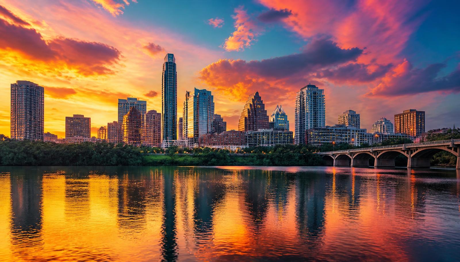 Vibrant U.S. city skyline at golden-hour sunset representing 2026 investment markets